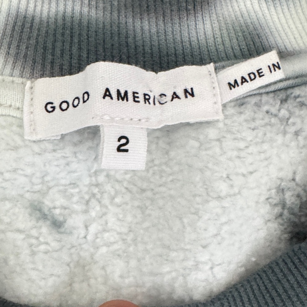 NWT GOOD AMERICAN BOYFRIEND Blue and White Tie-Dye Crewneck Sweatshirt size 2 - Picture 10 of 11